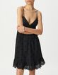 Robe fines bretelles noire broderie anglaise Femme-4