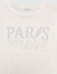 Pull blanc cass&eacute; tricot message strass Femme-6