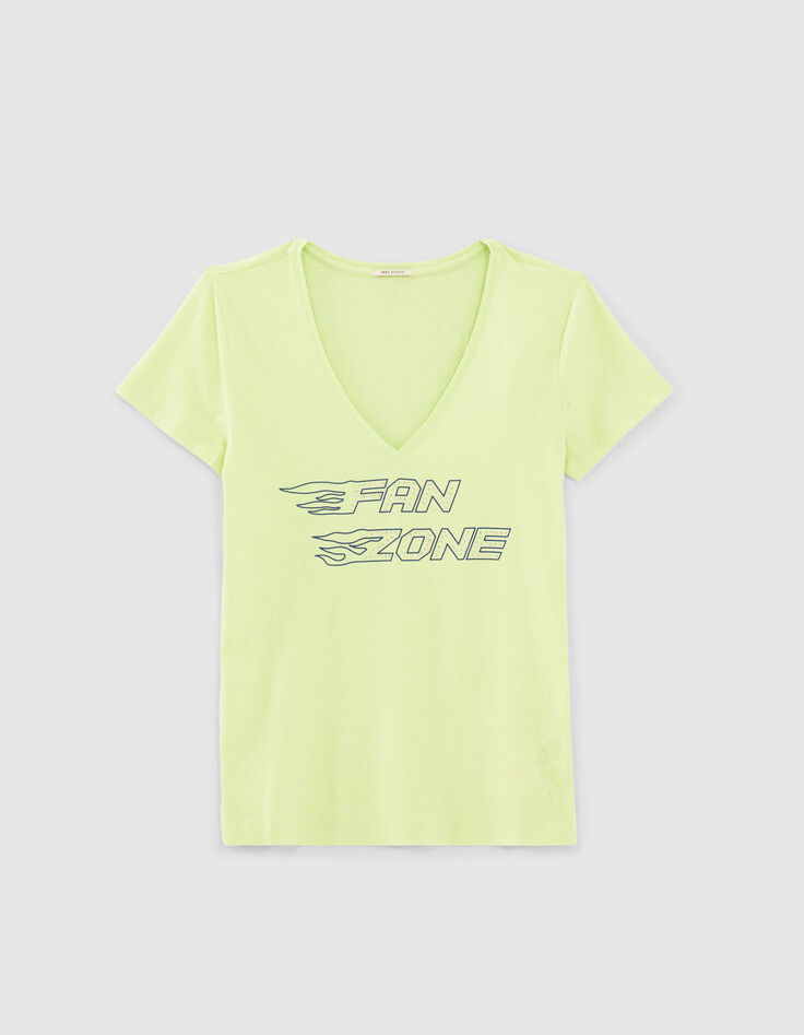 Women’s lime green slogan T-shirt with diamante-2
