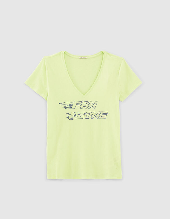 Anisgrünes Damen-T-Shirt mit Schriftzug und Strass - IKKS