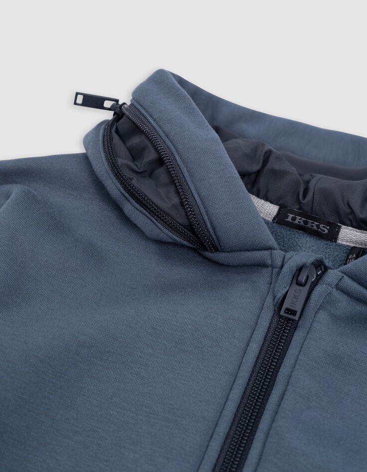 Boy's blue zipped hooded cardigan-4