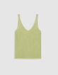 Woman's green rib knit sleeveless sweater-5