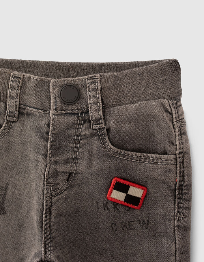Baby boys’ grey jeans with print and badge - IKKS
