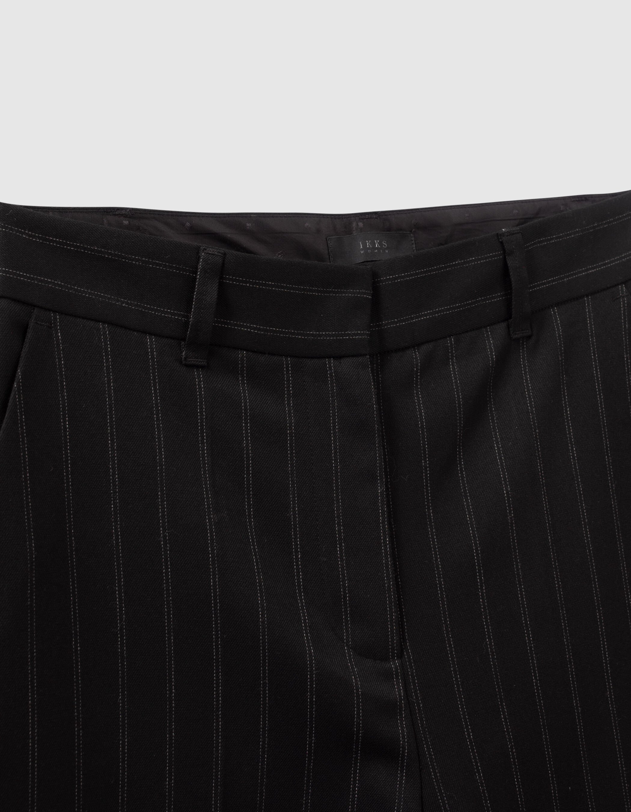 Women s black high waist wide leg pinstripe trousers