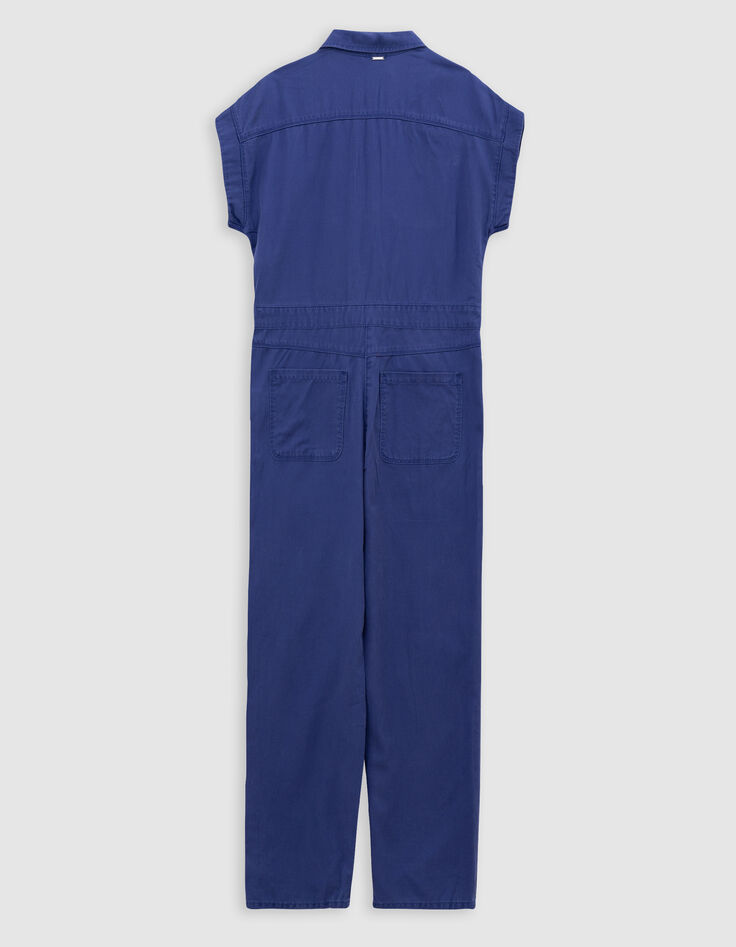 Langer blauer Mädchen-Overall, Druckknöpfe-6