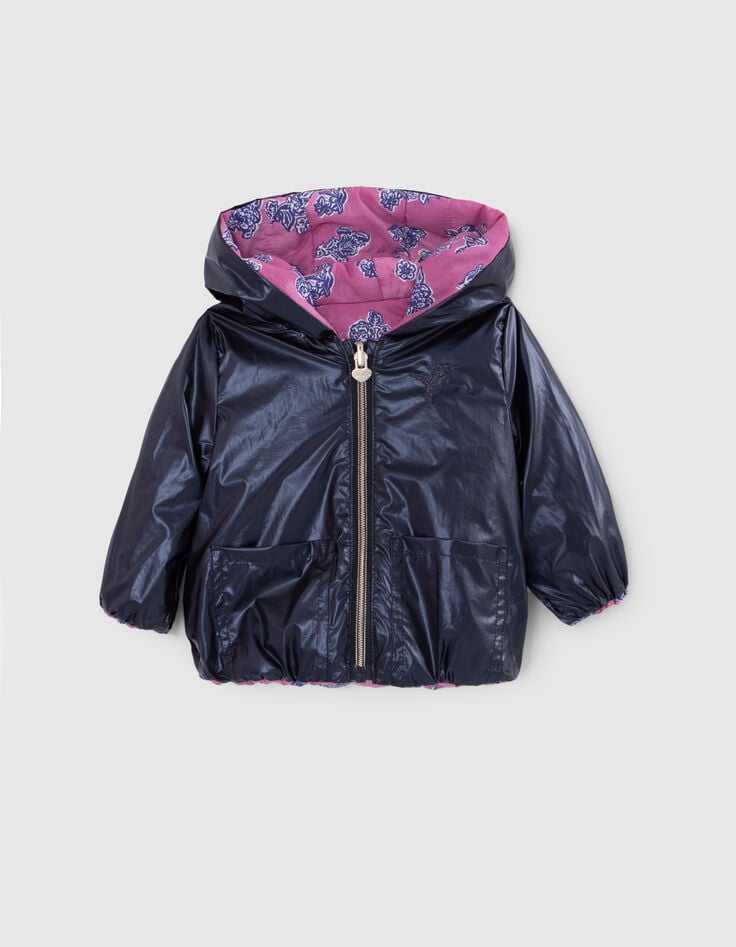 Baby-M&auml;dchen Wende-Steppjacke Marineblau/Indische Blumen-3