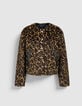 Veste r&eacute;versible noire et motif l&eacute;opard Femme-6