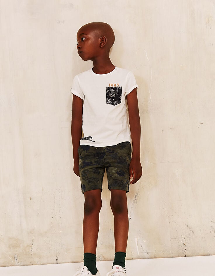Bermudas felpa caqui estampado ni&ntilde;o -1