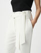 Women’s white recycled belted high-waist trousers-5