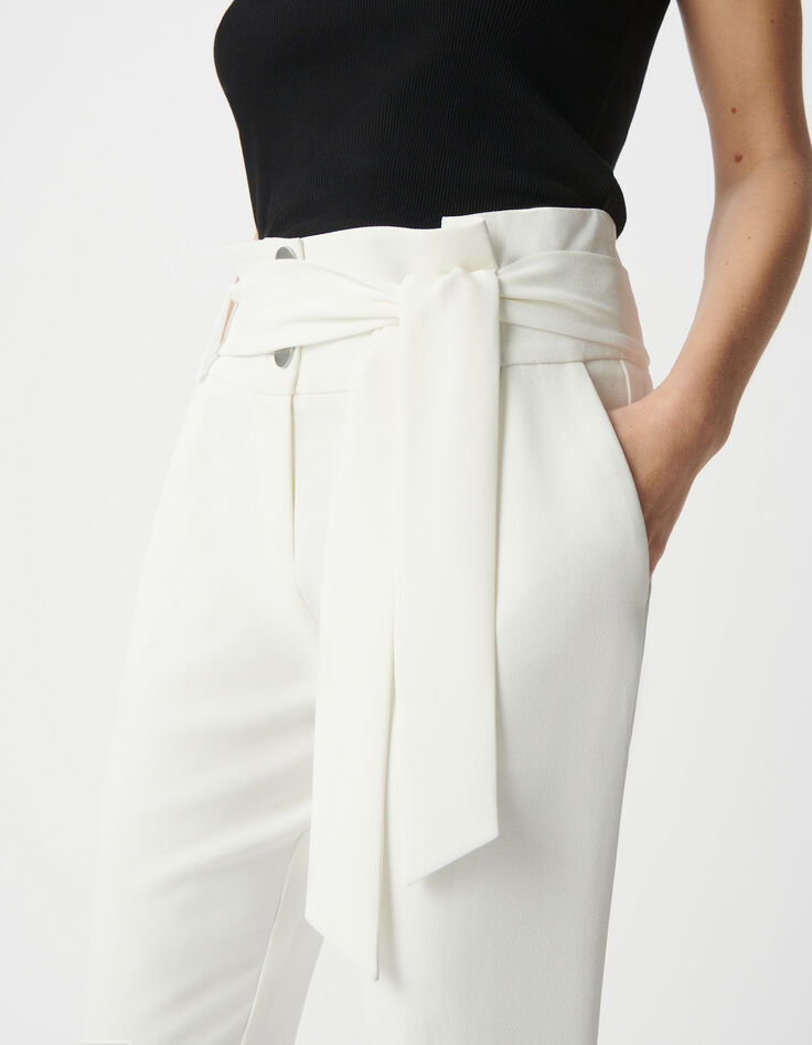 Women’s white recycled belted high-waist trousers-5