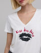 Elfenbeinfarbenes T-Shirt mit beflockter Botschaft Damen-5