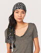 Chèche  imprimé thème bicolore détails pompons femme-4