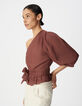 Asymmetrical magnum linen top with basque Women-4