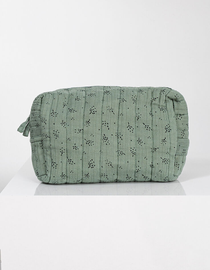 Trousse de toilette verte gaze coton bio GABRIELLE PARIS-3