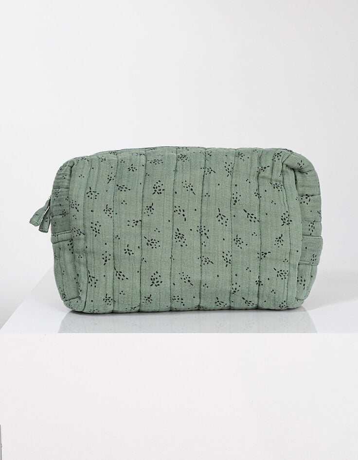 Trousse de toilette verte gaze coton bio GABRIELLE PARIS-3 Trousse de toilette verte gaze coton bio GABRIELLE PARIS-3