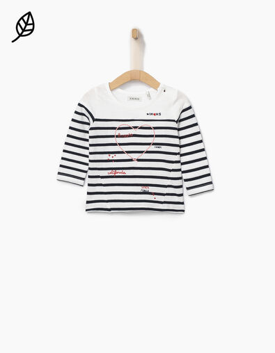 Camiseta marinera blanco roto bebé niña - IKKS