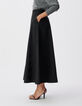 Falda trapecio larga de mujer negro-3