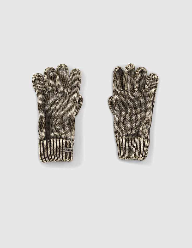 Bronzen handschoenen ribtricot washed effect jongens -1