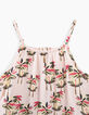 Combi short rose pâle imprimé palmiers fille-3
