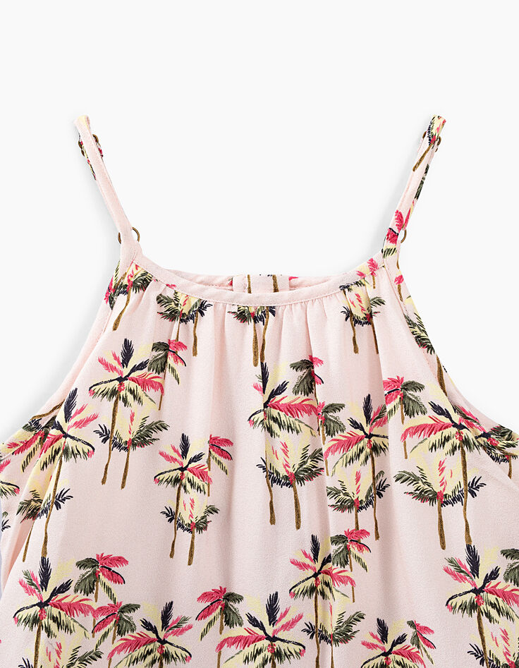 Combi short rose pâle imprimé palmiers fille-3 Combi short rose pâle imprimé palmiers fille-3