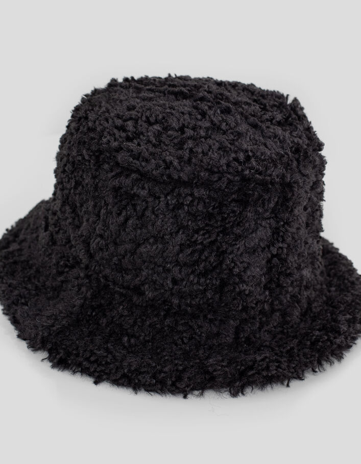 Women’s black nylon and faux sheepskin reversible sunhat - IKKS