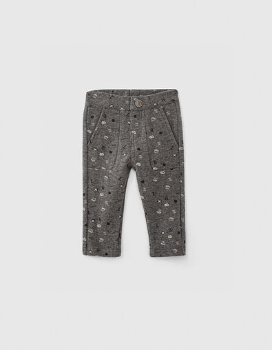Pantalón gris oscuro punto estampado blasones bebé niño  - IKKS