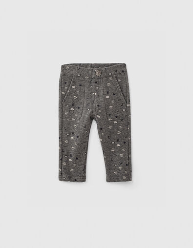 Baby boys’ dark grey shield print knit trousers - IKKS