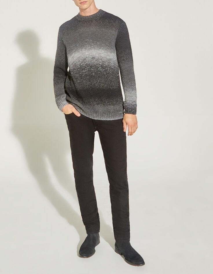 Men&rsquo;s charcoal faded-stripe knit sweater-6