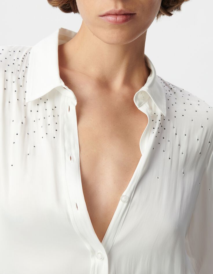Chemise blanche polyester recycl&eacute; d&eacute;cor strass Femme-5