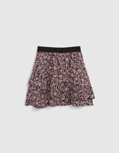 Zwart barok rokje met bloemenprint voor meisjes - IKKS