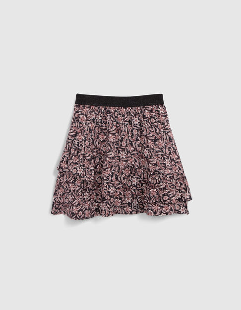 Zwart barok rokje met bloemenprint voor meisjes - IKKS