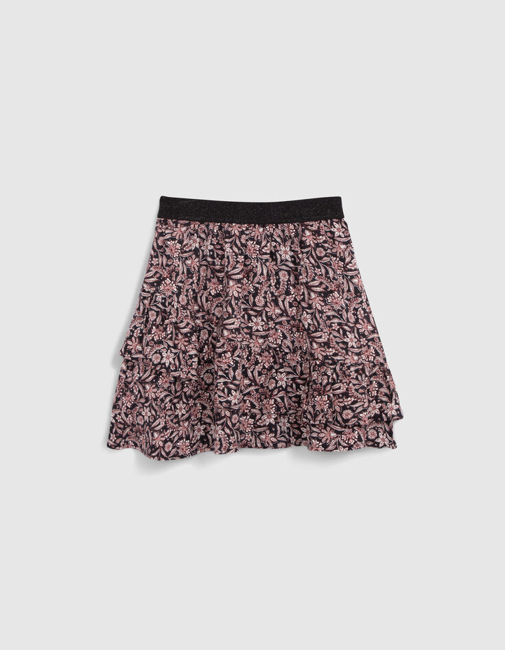 Zwart barok rokje met bloemenprint voor meisjes-1