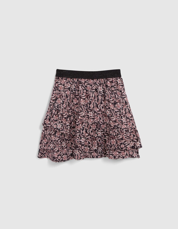 Zwart barok rokje met bloemenprint voor meisjes-1 Zwart barok rokje met bloemenprint voor meisjes-1