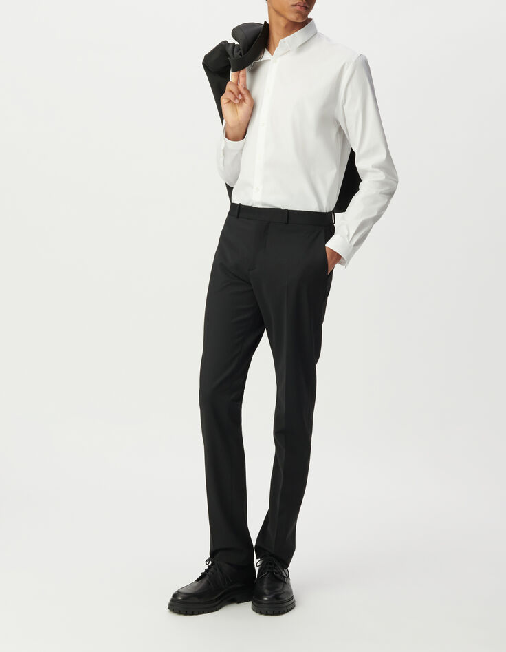 Men’s white BasIKKS SLIM shirt with black line-2 Men’s white BasIKKS SLIM shirt with black line-2