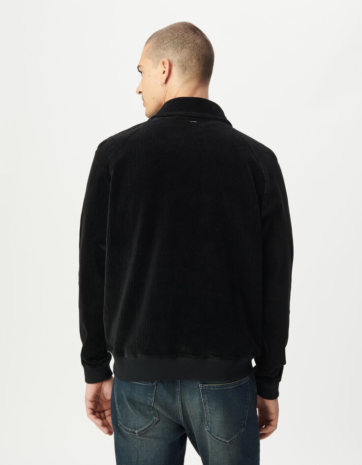 Cardigan zippé noir maille velours côtelée Homme-3 Cardigan zippé noir maille velours côtelée Homme-3
