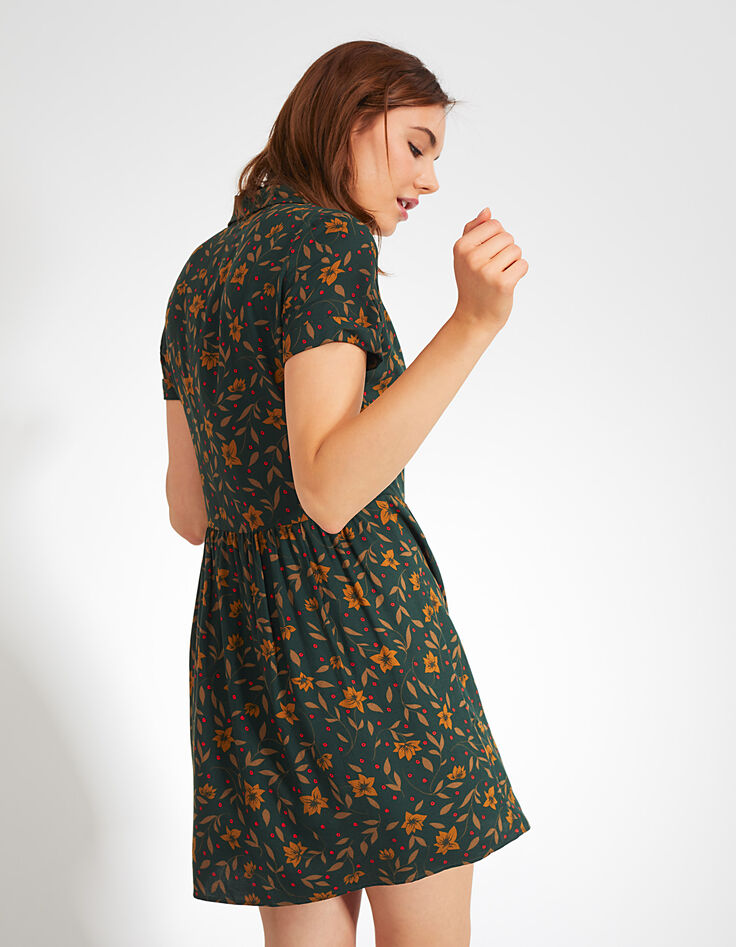 Robe vert pinegreen imprimé Fleurs Rock I.Code-3