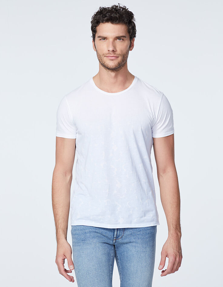 Camiseta blanca deep dye con flores para hombre-2