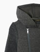 Cardigan gris esprit motard à manches tricot noir garçon -2
