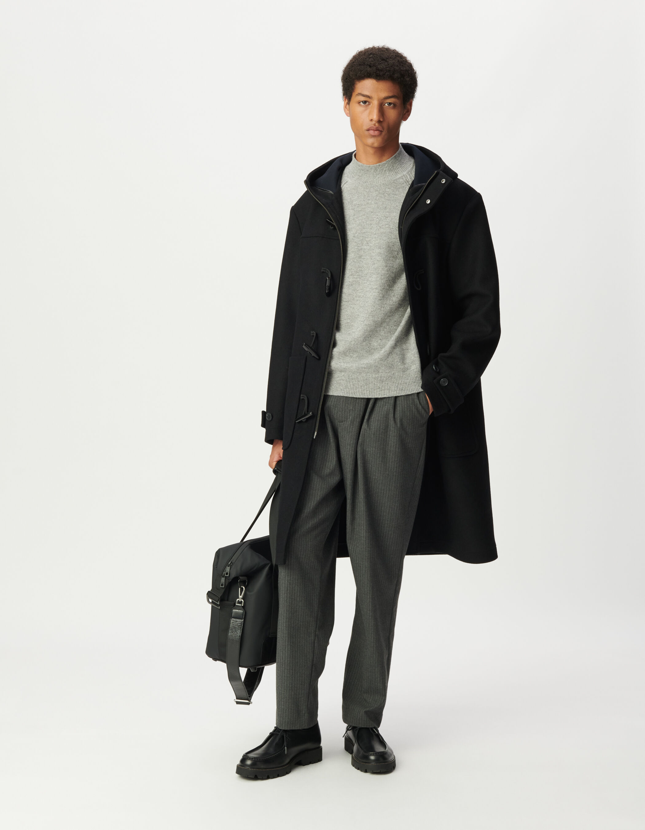 Men's esprit duffle coat black wool coat