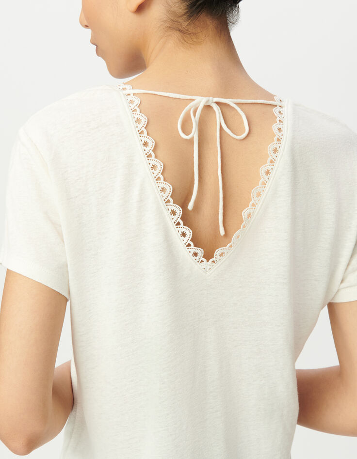 White T-shirt with V-neck front and back-5 White T-shirt with V-neck front and back-5