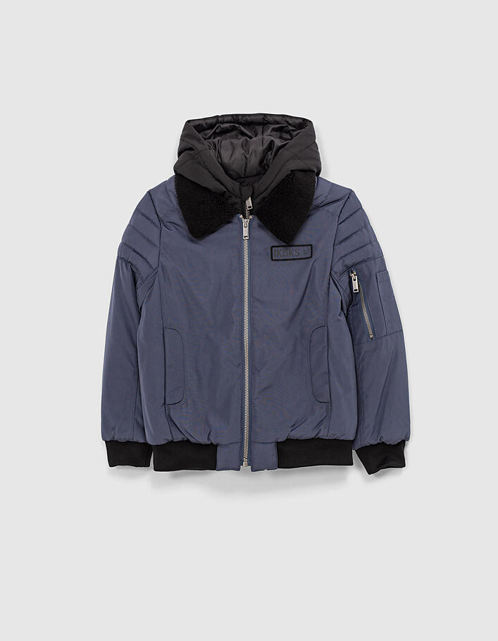 Boys’ slate bomber jacket with hood facing - IKKS