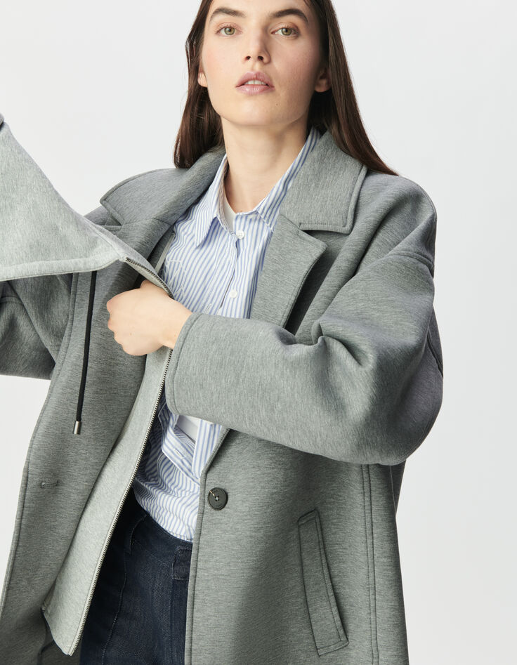 Women’s grey coat with detachable hood-6 Women’s grey coat with detachable hood-6