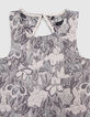 Gebloemde maxi meisjesjurk in ecru jacquard-2