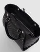 Tas 1440 zwart leer bezaaid Maat Medium Dames-7