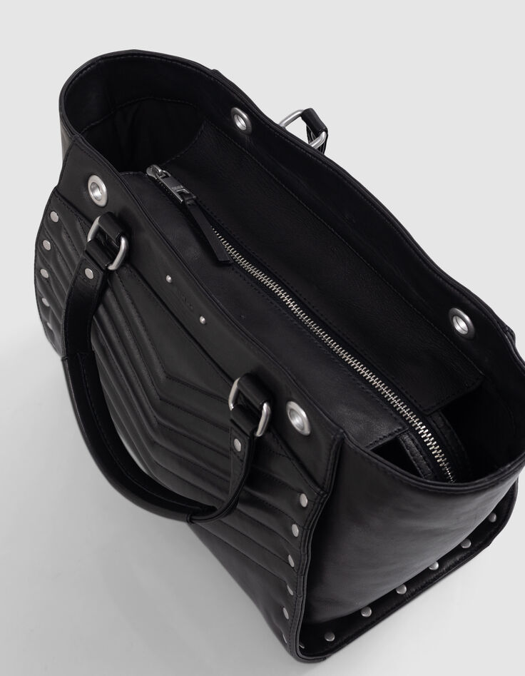 Tas 1440 zwart leer bezaaid Maat Medium Dames-7