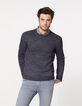 Men's navy mouliné knit sweater-3