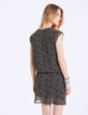 Robe droite col V en crêpe imprimé minimaliste-3