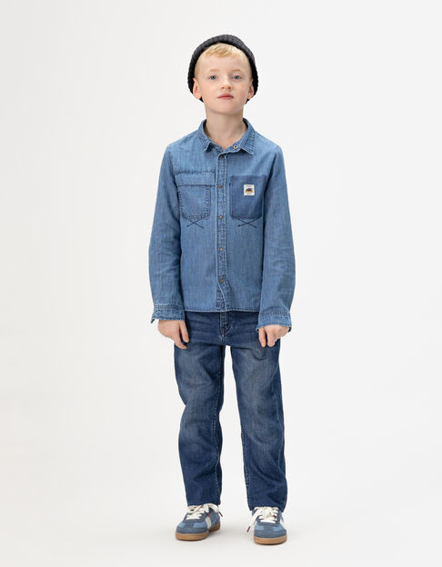 Blauw jeanshemd afneembare kap jongens - IKKS