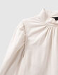 Blouse kalkkleur biokatoen kraag met knopen Dames-8