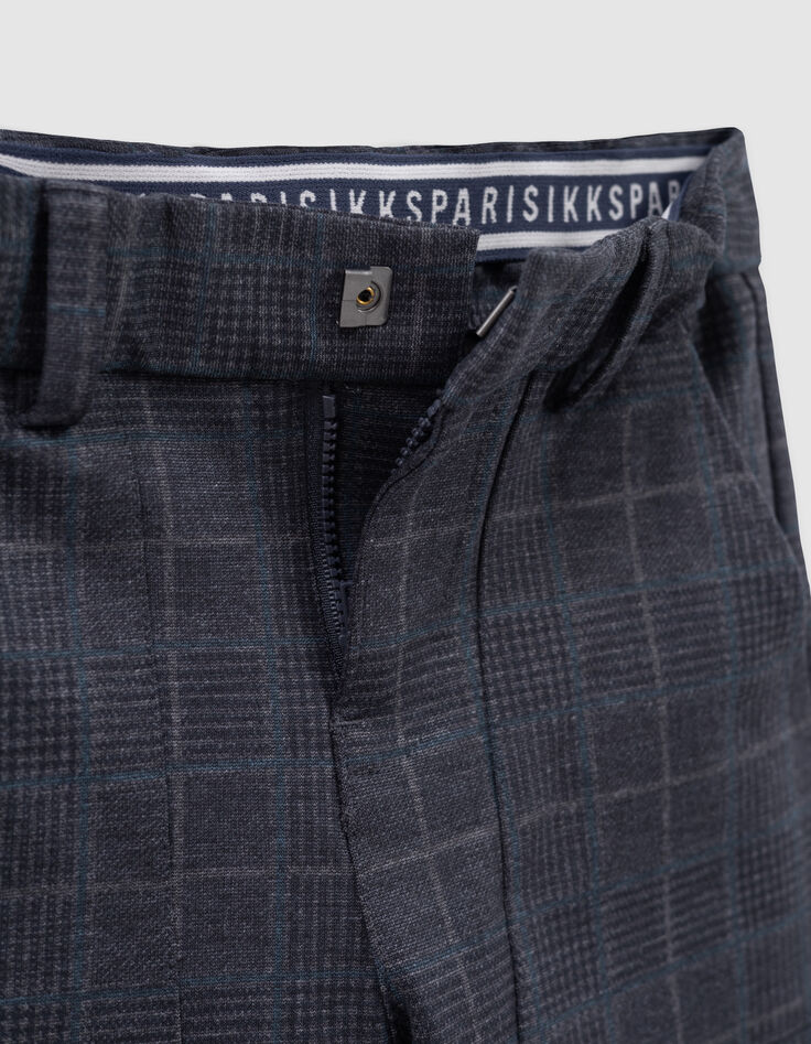 Pantalon gris maille motif prince-de-Galles garçon-5